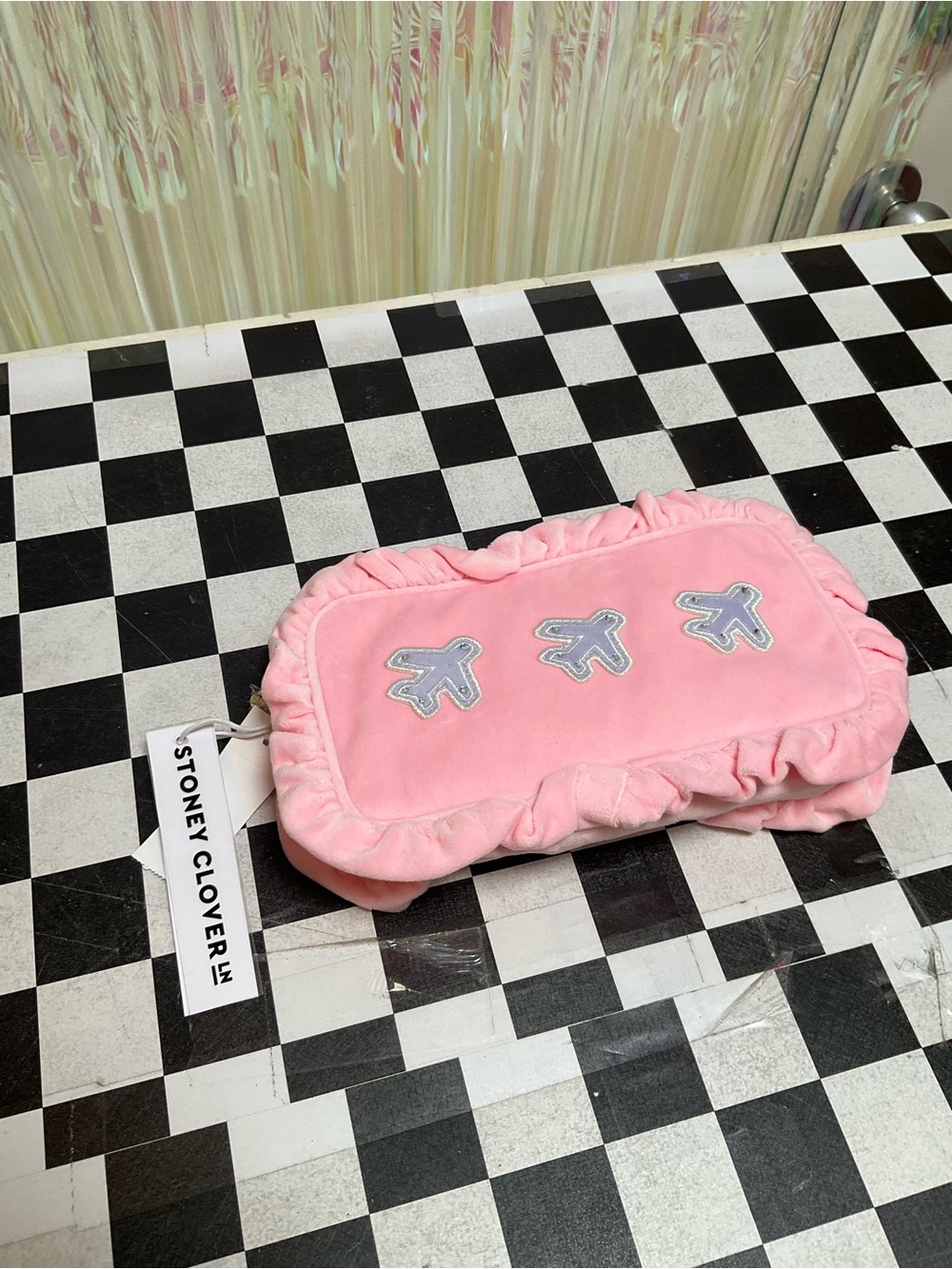 Stoney Clover Lane Pink Airplane Ruffle Pouch